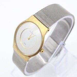 Skagen Denmark Watch Womens Silver Tone Classic Designer Luxury Stainless Steel